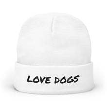 Load image into Gallery viewer, Love Dogs Knit Beanie - Cozy Dog Lover Hat, Winter Accessory, Dog Mom Gift, Embroidered Beanie, Animal Lover Apparel