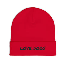 Load image into Gallery viewer, Love Dogs Knit Beanie - Cozy Dog Lover Hat, Winter Accessory, Dog Mom Gift, Embroidered Beanie, Animal Lover Apparel
